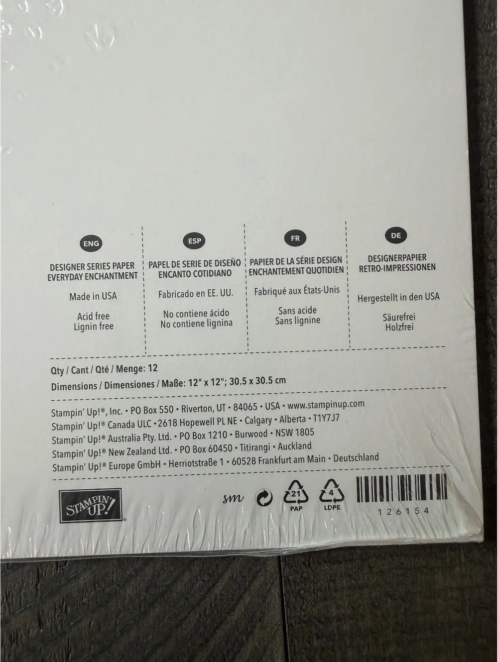 Stampin’ Up Everyday Enchantment Designer Series Paper 12x12